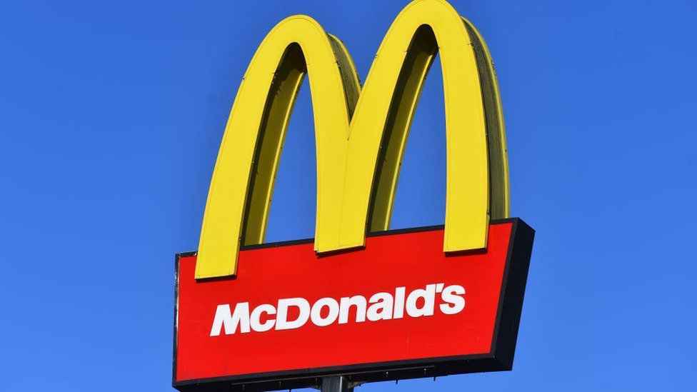 The American fast food company, McDonalds logo is seen outside one of its stores on November 13, 2020 in Stoke-on-Trent, Staffordshire . (Photo by Nathan Stirk/Getty Im