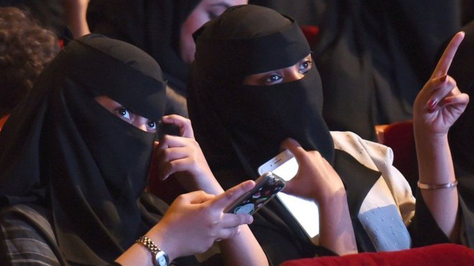 Saudi women attend a short-film festival in Riyadh on 20 October 2017