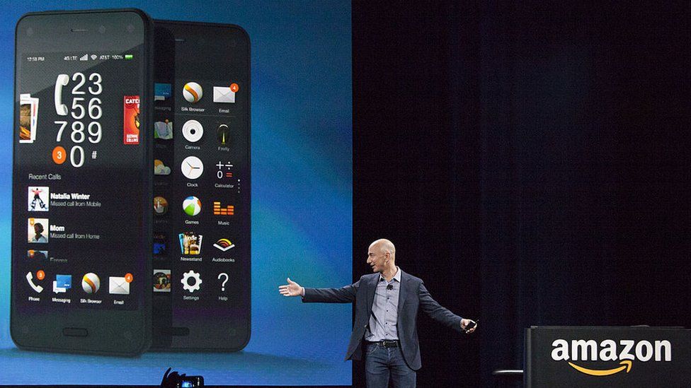 Amazon chief executive Jeff Bezos at the launch of the Fire Phone in June 2014