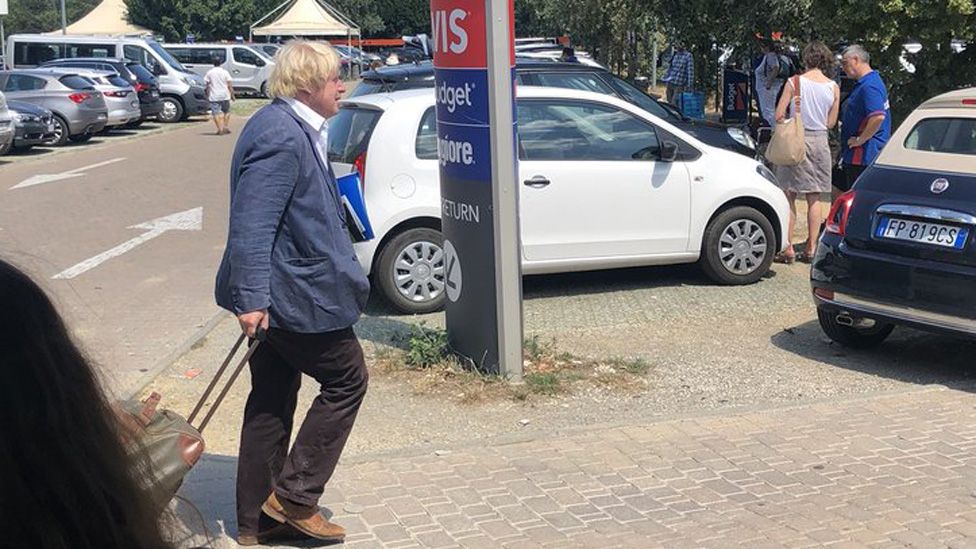 Boris Johnson at Florence Airport