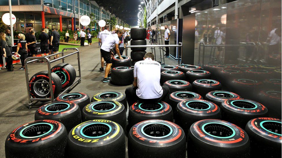Spare F1 tyres