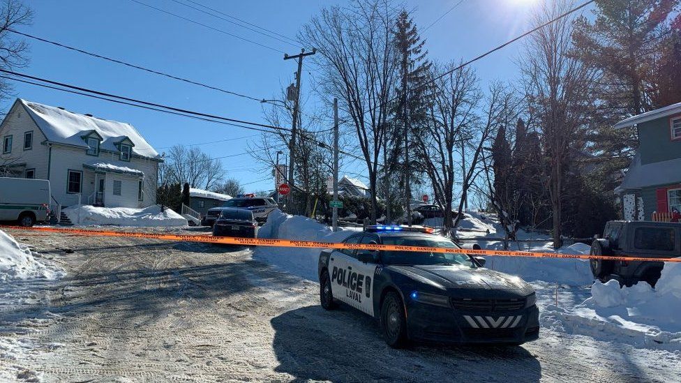 Outside a daycare in Laval, Quebec