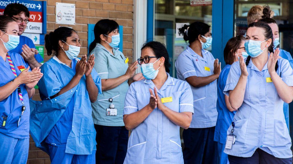 Krankenschwestern im Harrogate Hospital in Yorkshire im Juli 2020