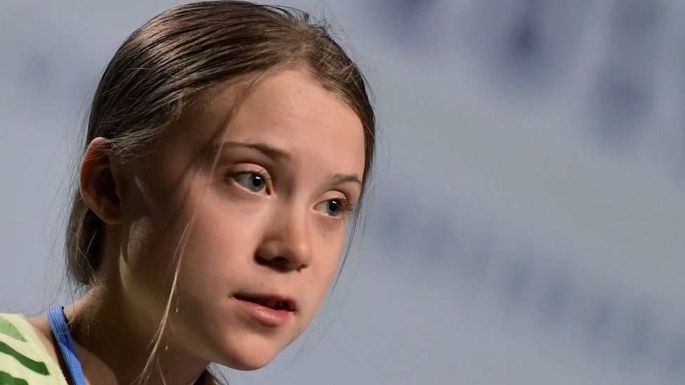 Greta Thunberg speaking at the UN climate change conference on Tuesday