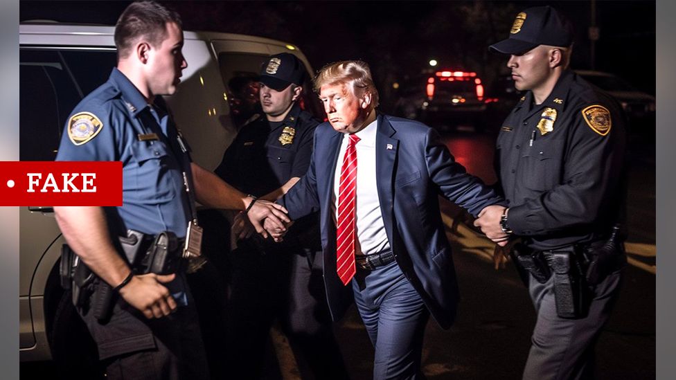 Fake image of Donald Trump being arrested