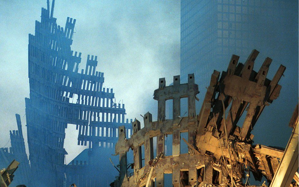 Wreckage of the World Trade Center September 13, 2001 in New York City