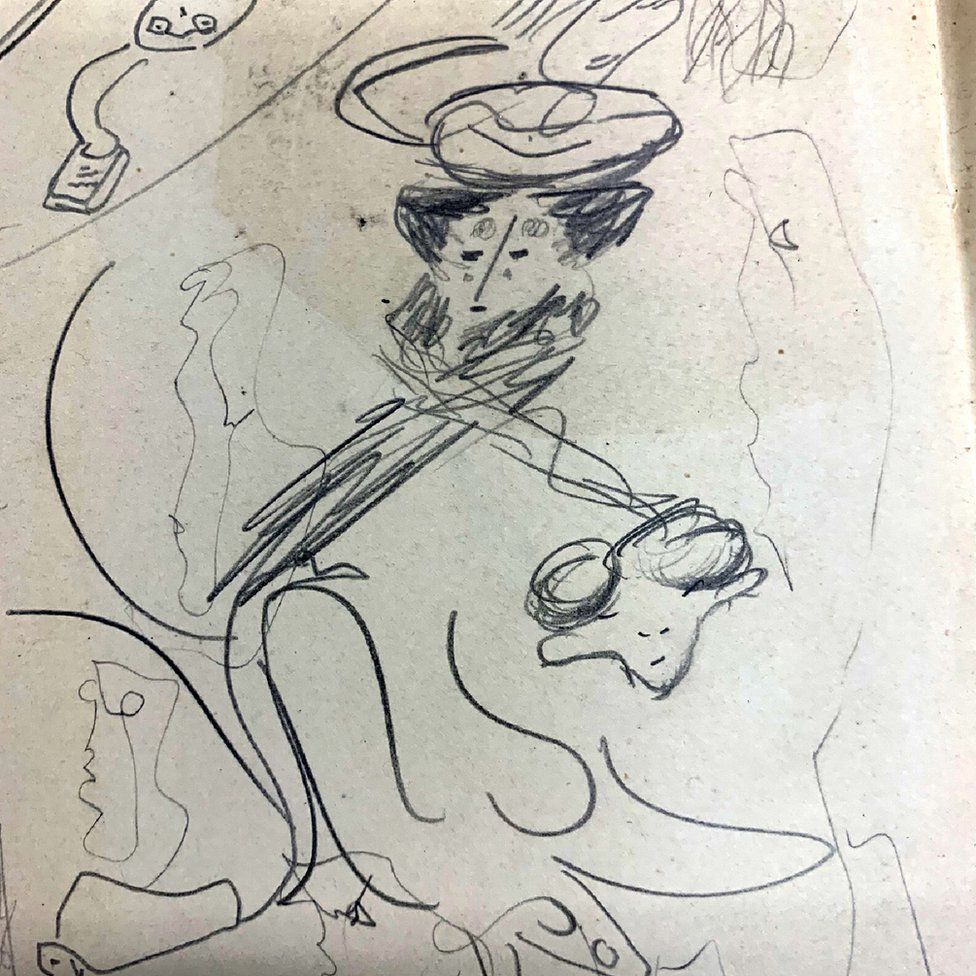 Эскиз Франца Кафки с изображением лиц