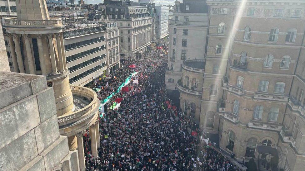 Pro-Palestinian march draws thousands in London with protests across UK - BBC News