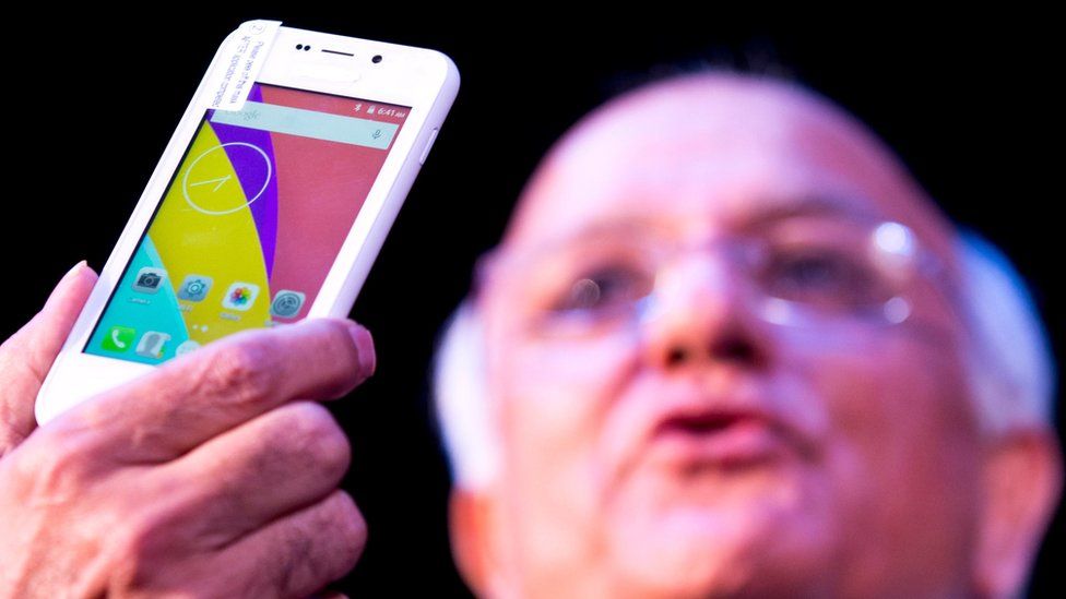 A prototype of the Freedom 251 smartphone