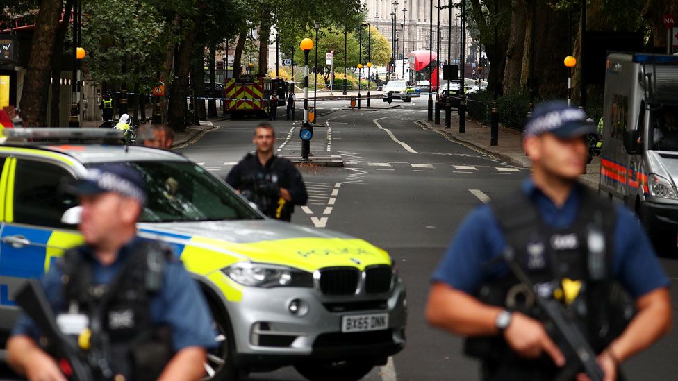 Police at the scene in Westminster