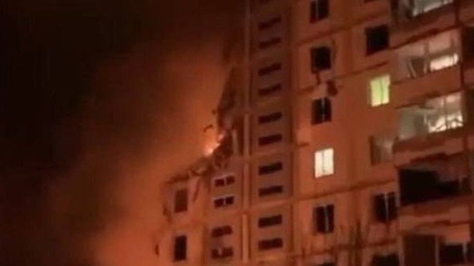 Damaged residential building said to be in Uman