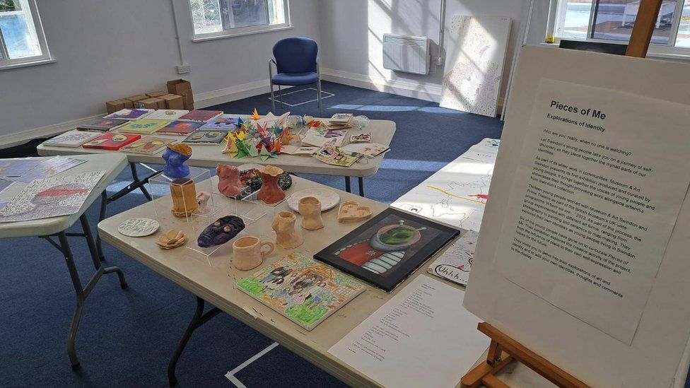 Image of a table of artwork