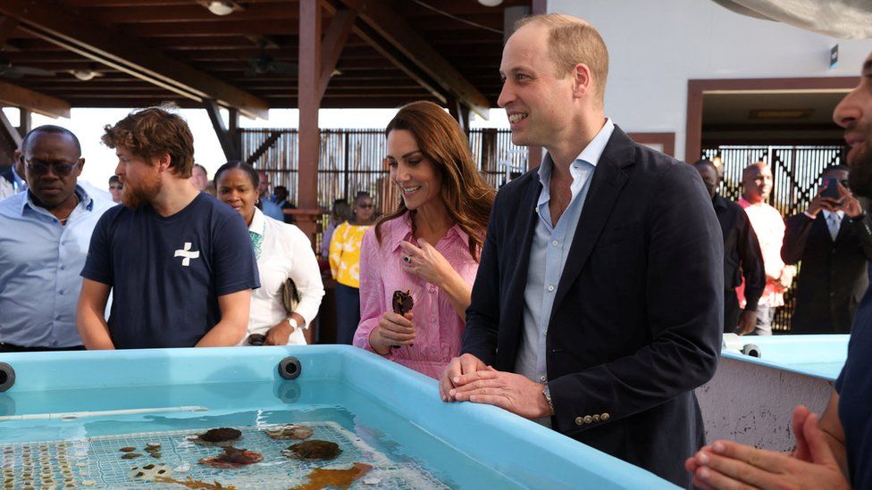 The royal couple seen at a coral conservation project in the Bahamas