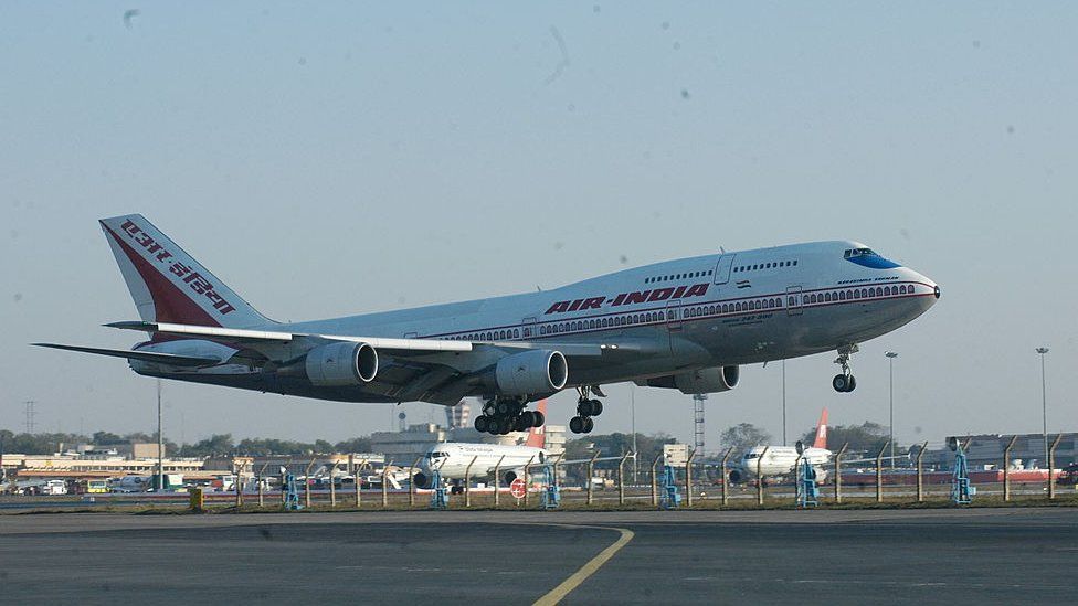 View of the Air India Aeroplane at IGI International Airport in New Delhi, India