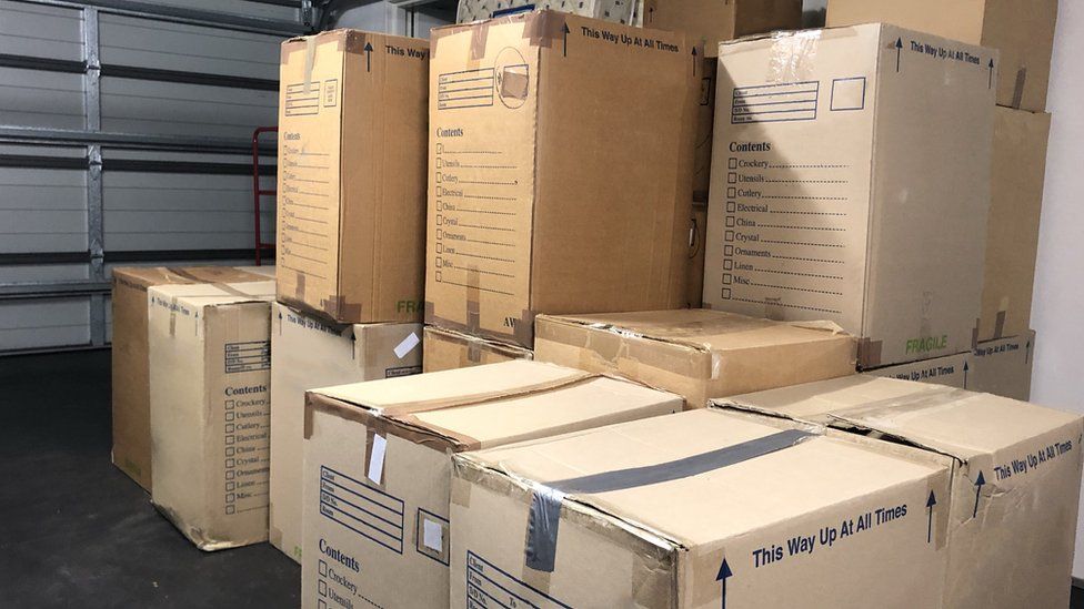 Warehouse cardboard clearance boxes