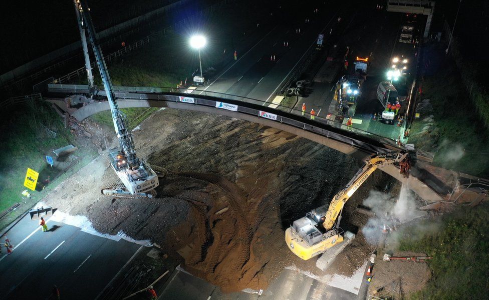 The bridge demolition getting under way