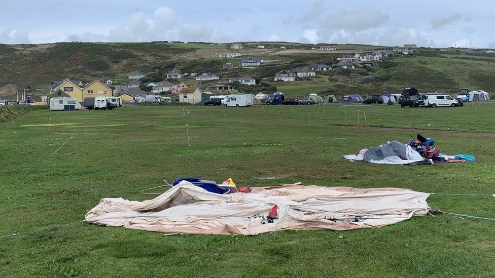 Collapsed town at Newgale Campsite