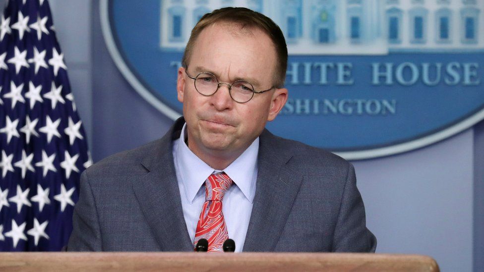 Acting White House Chief of Staff Mulvaney answers questions at media briefing at the White House in Washington