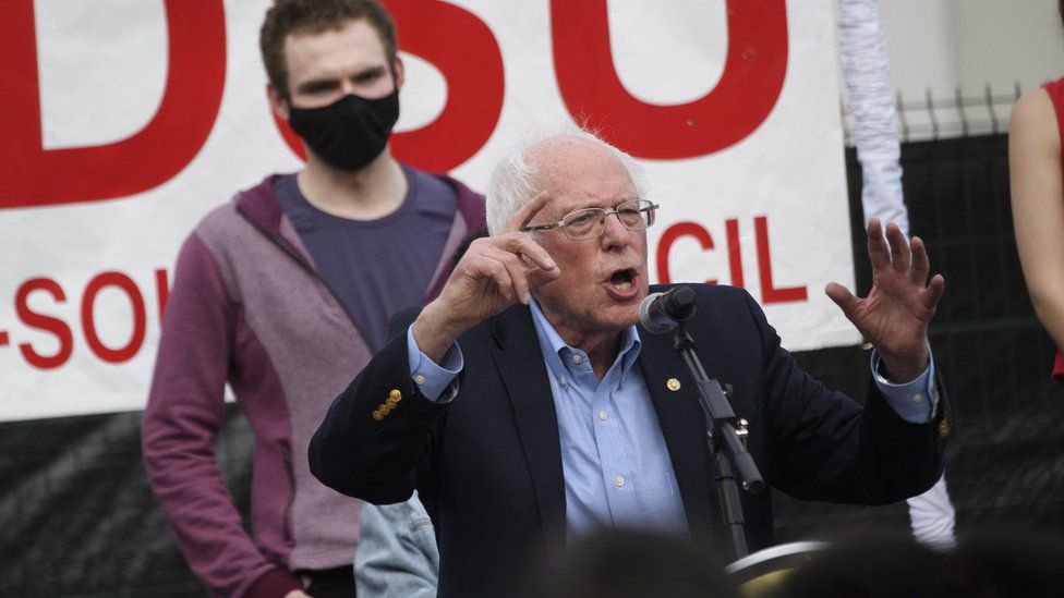 Bernie Sanders speaks at an RWDSU rally in Alabama