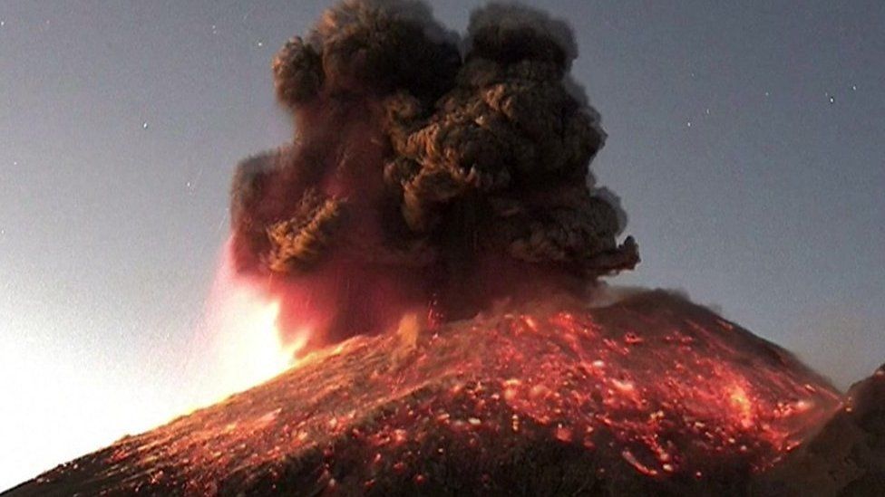 The Popocatépetl volcano in Mexico