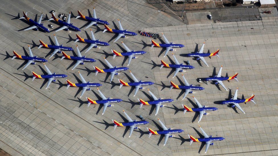 Southwest Airlines Boeing 737 MAX aircraft in California after being grounded