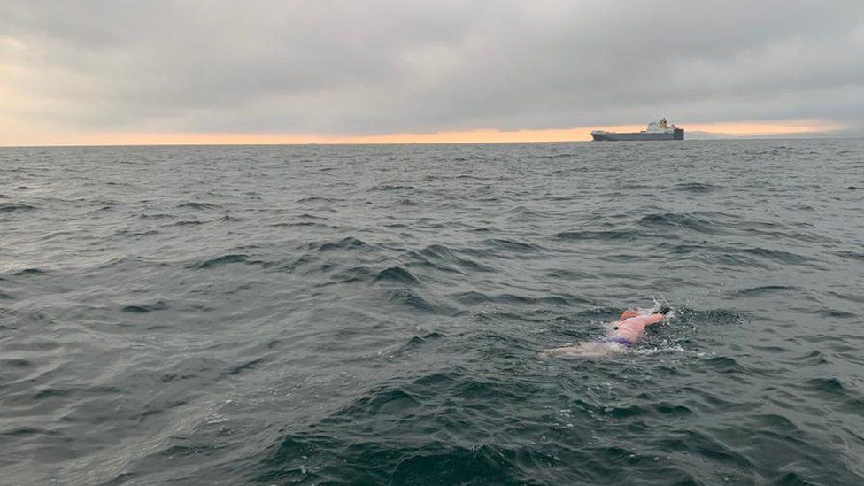 Gill Castle swimming in the English Channel