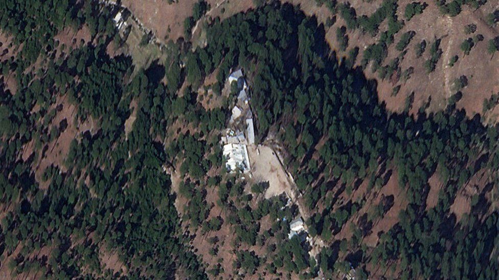 A cropped version of a satellite image shows a close-up of a madrasa near Balakot, Khyber Pakhtunkhwa province, Pakistan, March 4, 2019. Picture taken March 4, 2019.