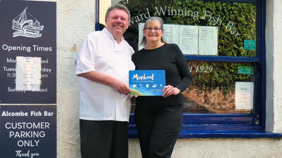 Jill Foster with husband Paul from the Alcombe Fish Bar