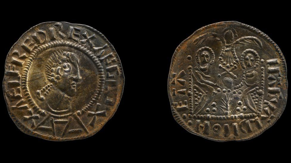 Coin reading 'Aelfred Rex Anglo'
