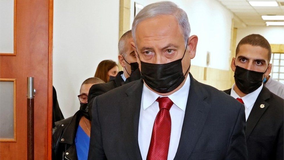Benjamin Netanyahu at his trial (16/11/21)