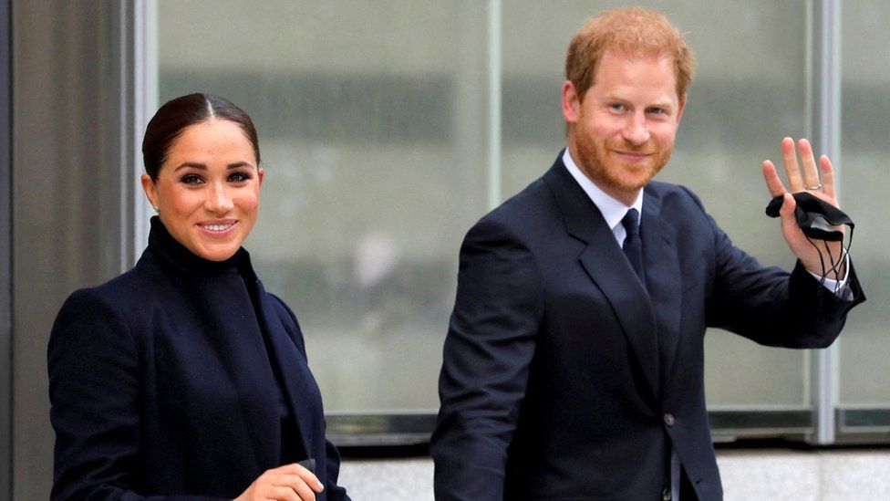 Britain's Prince Harry and Meghan, Duke and Duchess of Sussex in New York in September
