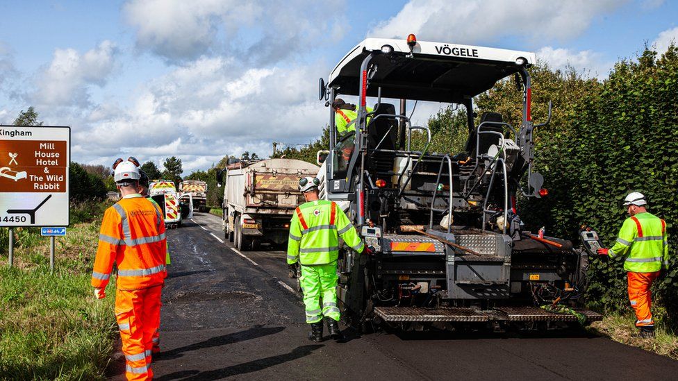 Roads being resurfaced using 'cold recycling'