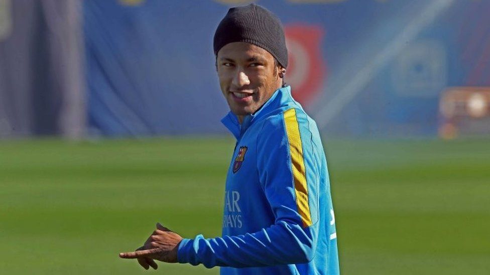 A file picture dated 7 November 2015 shows FC Barcelona's Brazilian striker Neymar during a training session in Barcelona.
