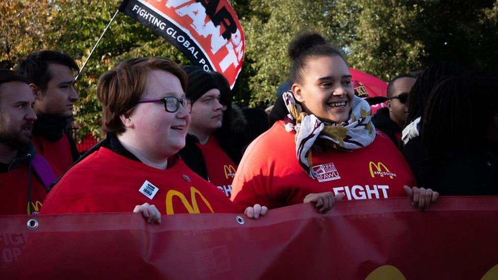 Workers at six McDonalds stores in London are walking out on Tuesday