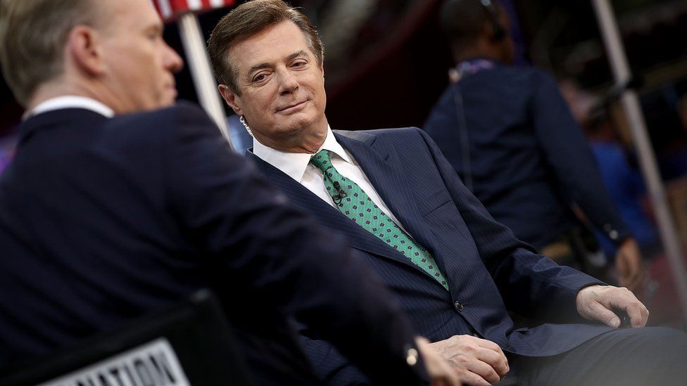 Manafort interviewed on the floor of the Republican convention when he served as Trump's campaign chairman