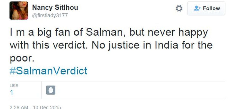 I m a big fan of Salman, but never happy with this verdict. No justice in India for the poor.