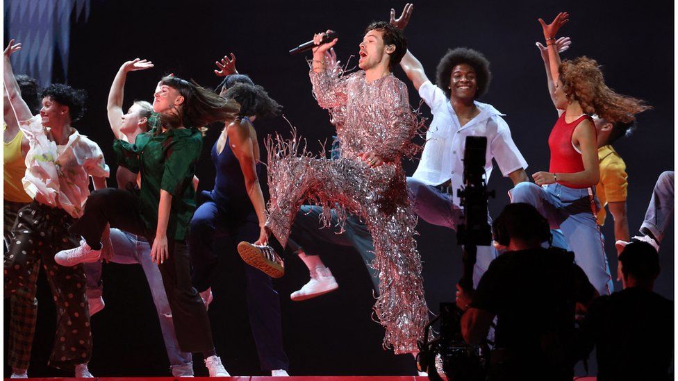 Harry Styles performs during the 65th Annual Grammy Awards in Los Angeles, California, U.S.