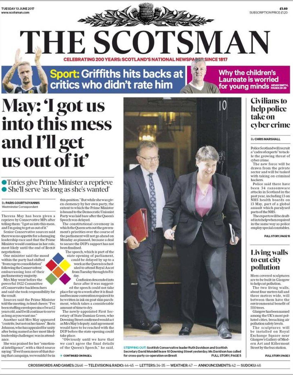 Scotland's Papers: May Sorry For Election 'mess' - BBC News