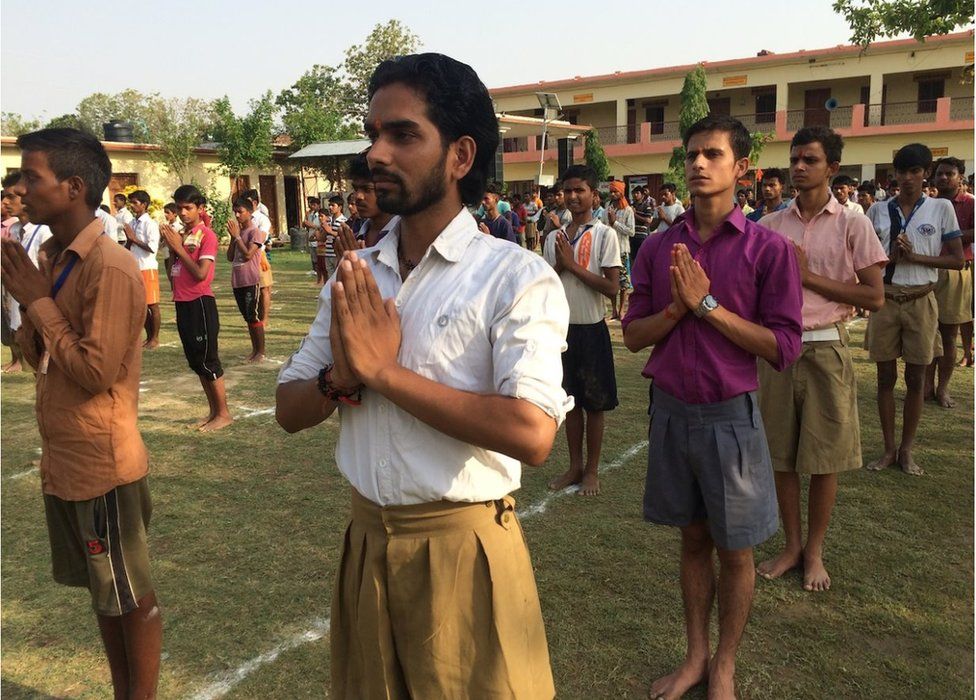 Trainees at a Hindu "self defence" camp