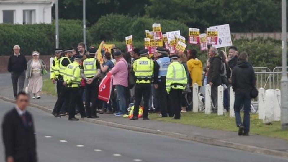 Protesters outside Turnberry