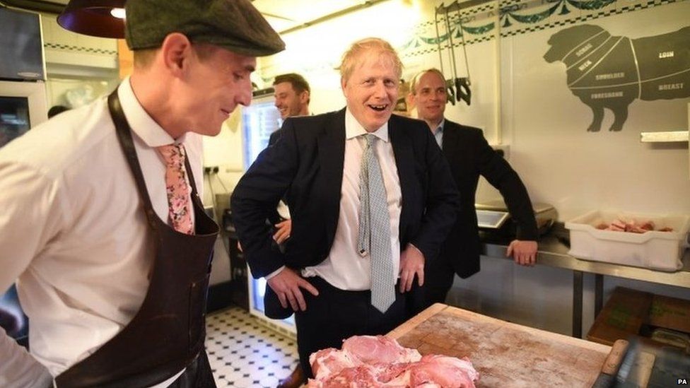 Mr Johnson at the Surrey Hills Butchers in Oxshott