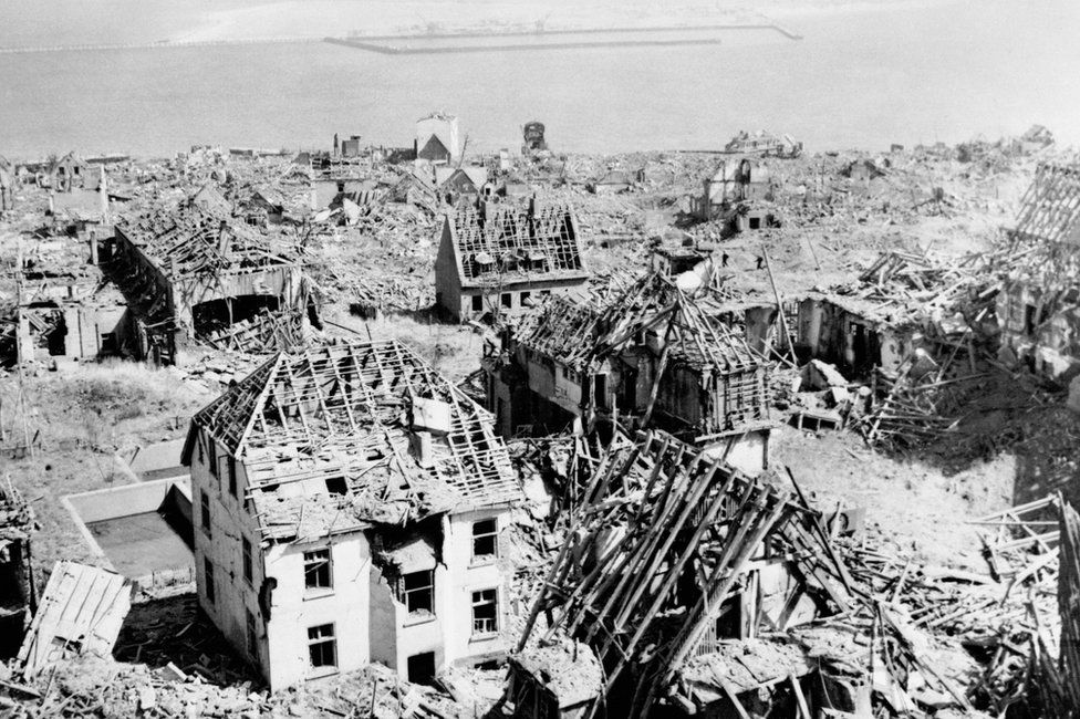 Buildings wrecked by the Heligoland explosion