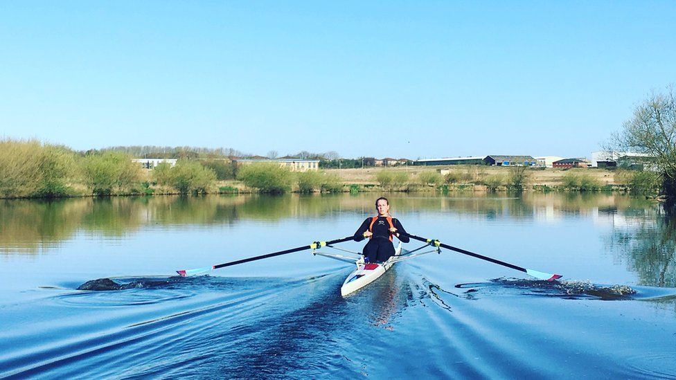 Ellie Bunce rowing