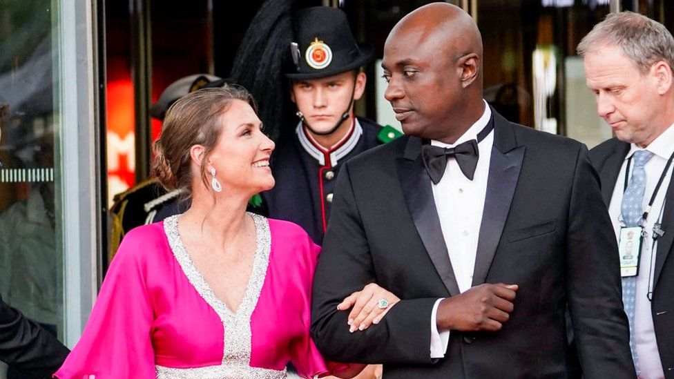 Princess Märtha Louise of Norway and her fiance, self-professed shaman Durek Verrett, arrive at a celebration in Oslo