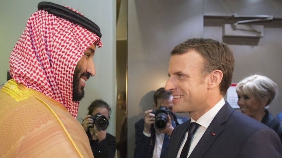 Saudi Crown Prince Mohammed bin Salman (left) and French President Emmanuel Macron in Riyadh. Photo: 9 November 2017