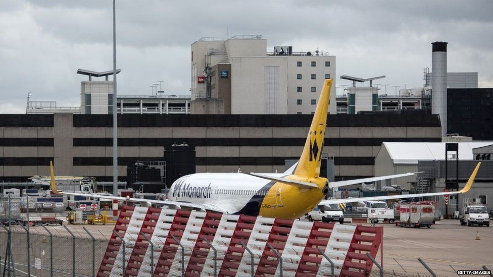 Monarch planes at Birmingham airport