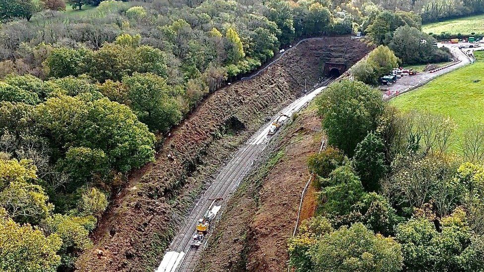 Aerial footage of engineering works