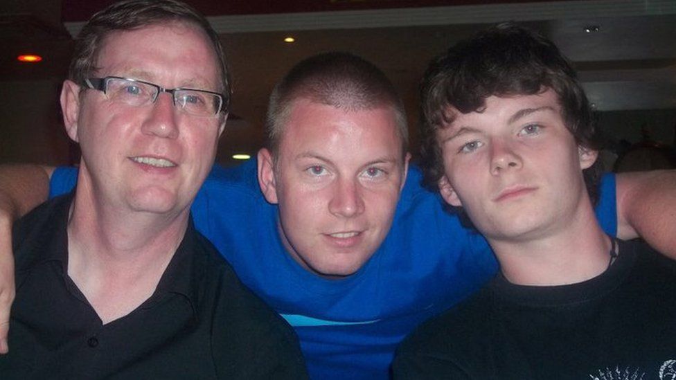 Ryan Myers pictured with his dad and brother