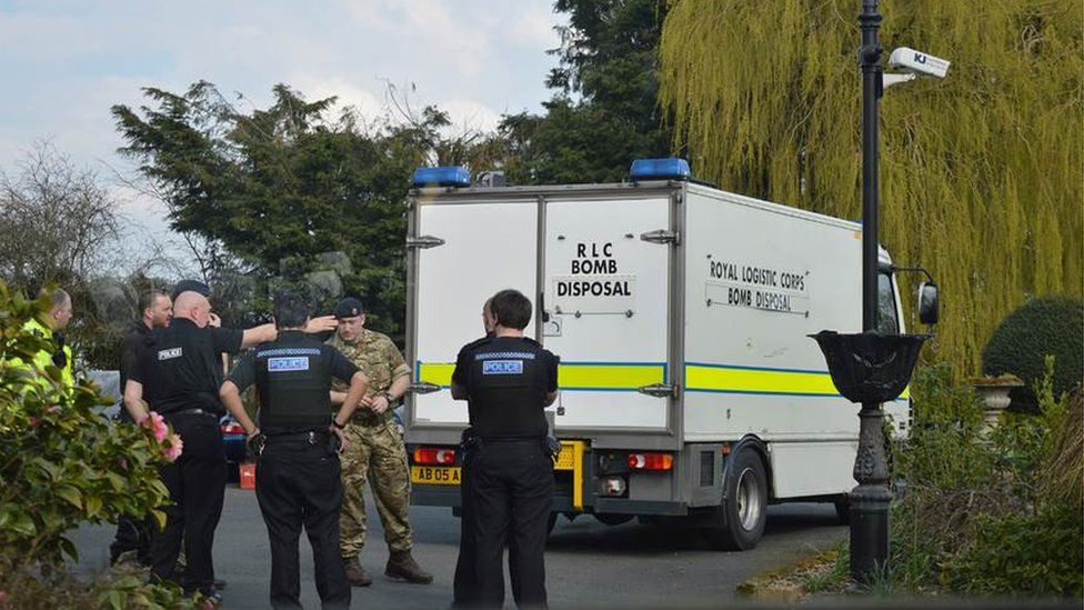 Bomb disposal experts at the scene