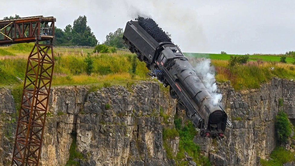 Mission: Impossible films Derbyshire quarry train crash - BBC News